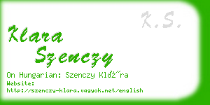 klara szenczy business card